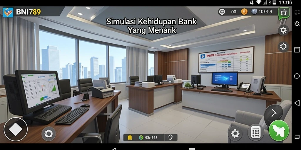 Tampilan gameplay menarik dari simulasi perbankan BNI789.