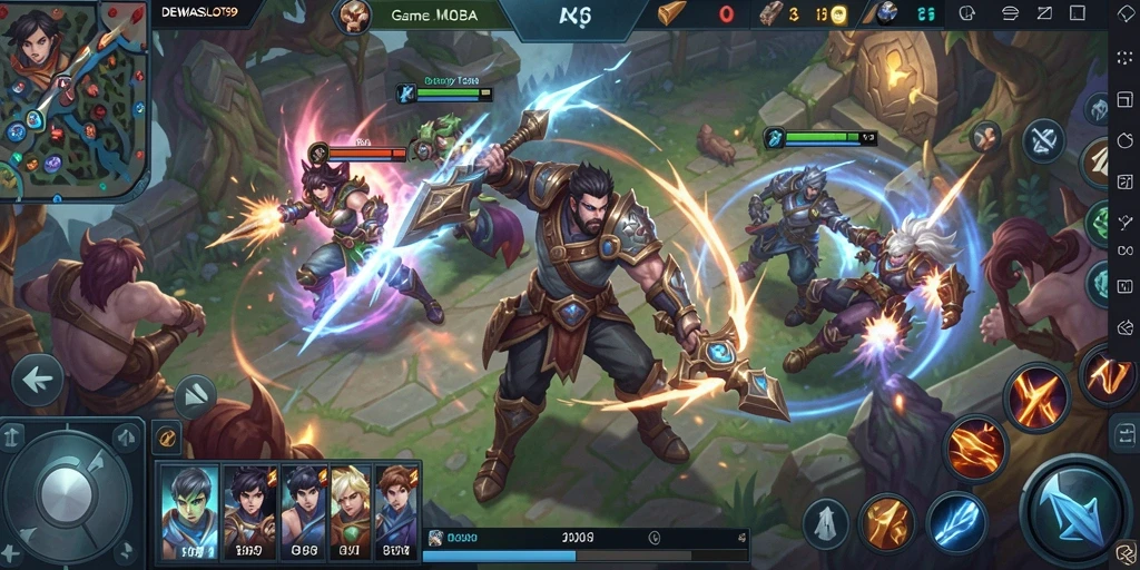 Tampilan gameplay seru di DEWASLOT99 saat pertempuran intens.