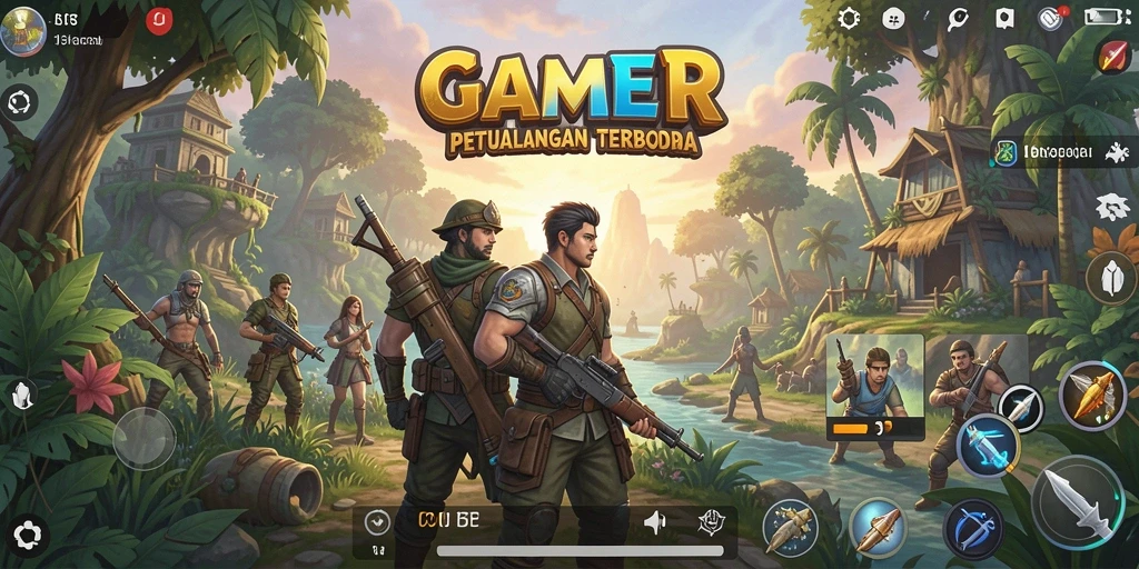 Screenshot gameplay GAMERP yang menunjukkan eksplorasi dunia terbuka.