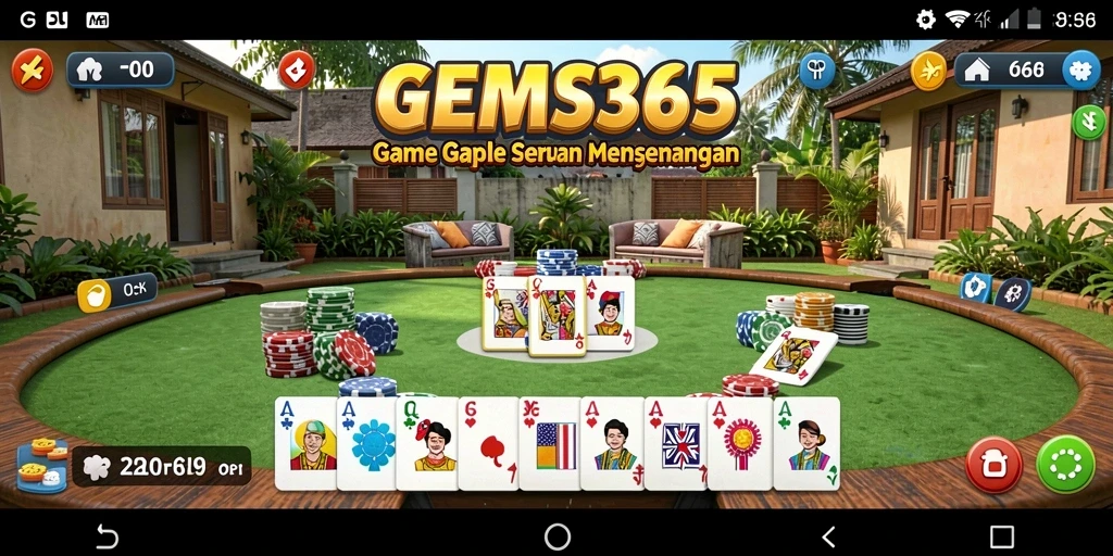 Tampilan permainan GEMS365 yang menarik saat bermain Gaple.
