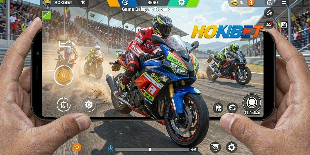 Tampilan menarik dari gameplay HOKIBET yang menampilkan balap motor.