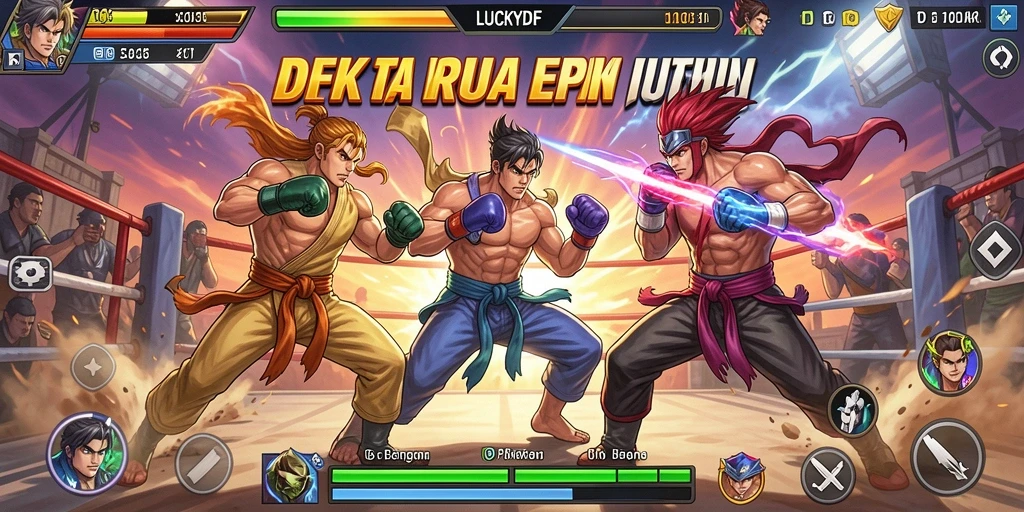 Gameplay LUCKYDF yang mendebarkan dengan aksi pertarungan yang intens.