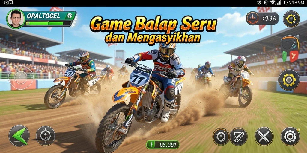 Tampilan gameplay balap yang mendebarkan dan penuh aksi.