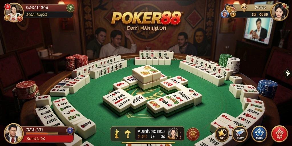 Tampilan permainan Mahjong yang seru dan interaktif.
