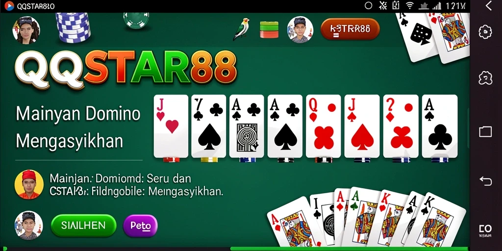Screenshot gameplay QQSTAR88 menampilkan aksi seru permainan Domino.
