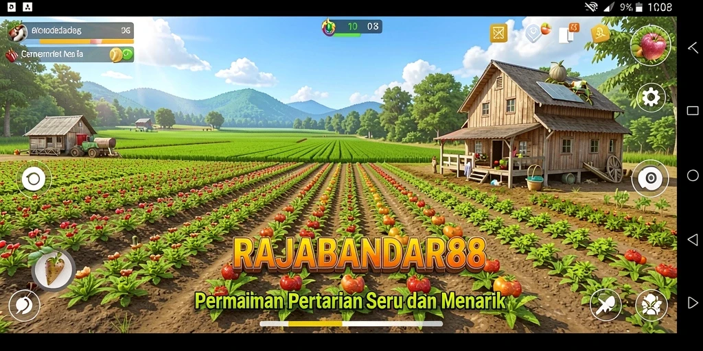 Tampilan gameplay seru dalam RAJABANDAR88 dengan beragam tanaman dan hewan.