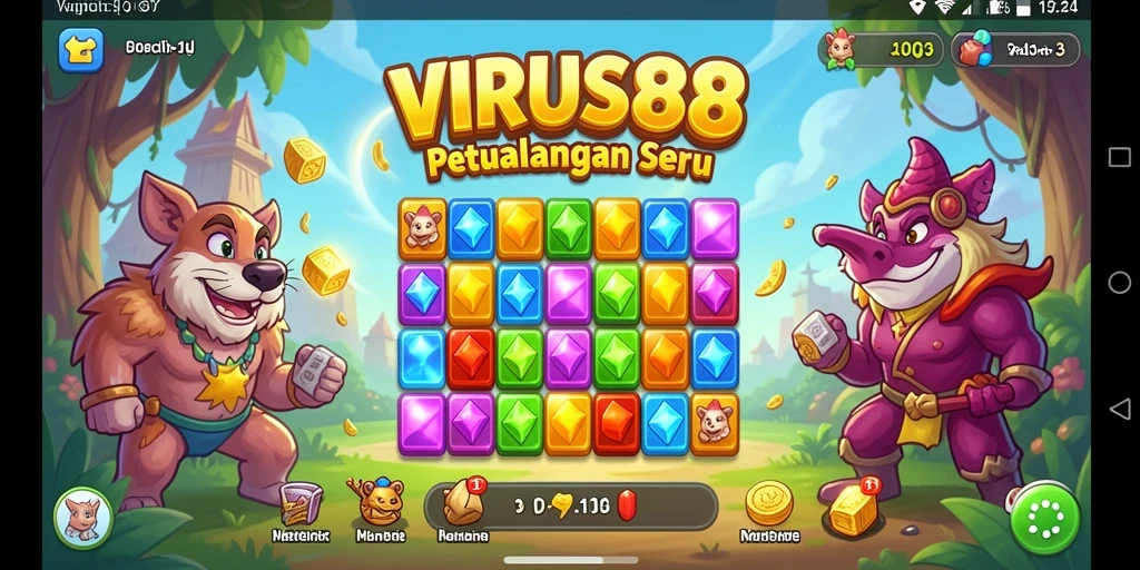 Screenshot gameplay <strong>VIRUS88</strong> menampilkan aktivitas seru dalam menyusun kombinasi.