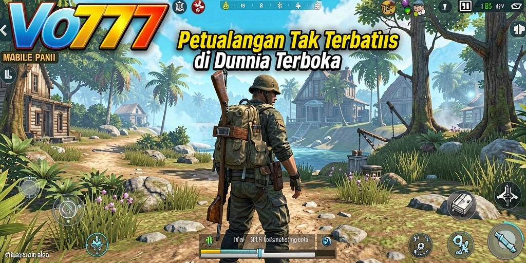 Tampilan gameplay VO777 di dunia terbuka yang luas dan menakjubkan.